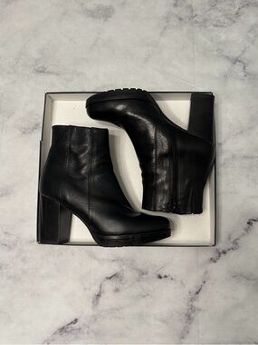 Black Italian Leather Block Heel Ankle Booties - Women - Coach and Four